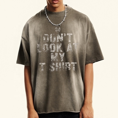 acheter 320Gsm lavage à l'acide T-shirt surdimensionné T-shirt coton T-shirt poids lourd Vintage Sun Faded Streetwear online manufacture