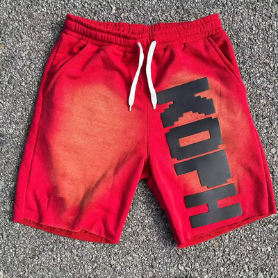 acheter Fermeture à cordes sur mesure en coton français Terry Sun Fading Shorts haute taille pour hommes online manufacture