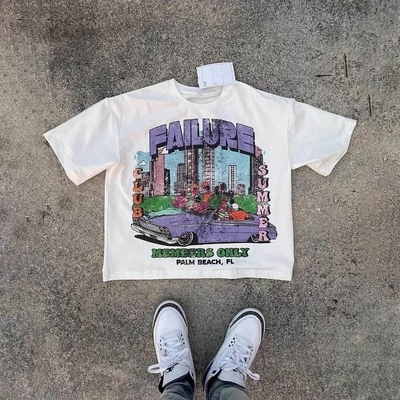acheter Boxy graphique 300 gsm T-shirt 100% coton couleur personnalisé T-shirt à écran en soie DTG Puff Print online manufacture
