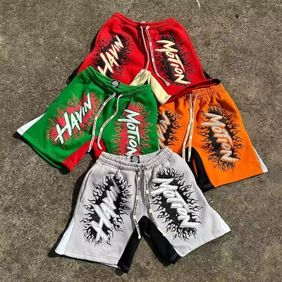 acheter Vêtements de rue en coton sur mesure Jogger Baggy Acid Wash Puff Print Casual Plus Size Sweat Shorts online manufacture