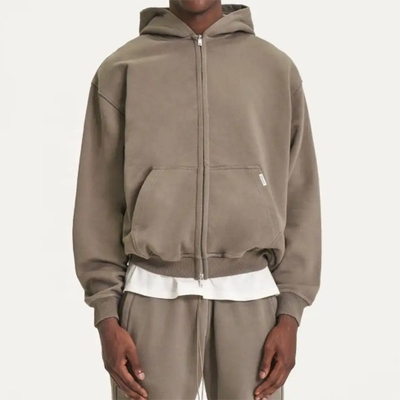 acheter Vêtements lavés poids lourd coton goutte à goutte épaule blanche acide en détresse coupé fermeture à glissière Hoodie online manufacture