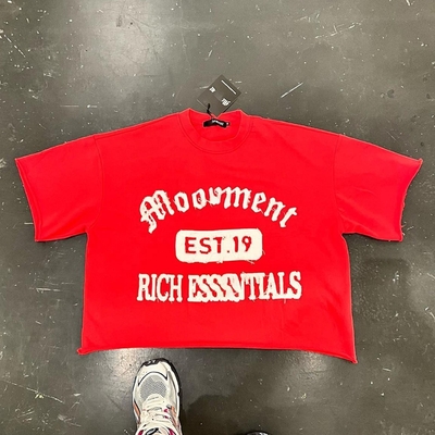 acheter 100% coton déprimé T-shirt à patch de broderie appliquée pour la vie de tous les jours des hommes online manufacture