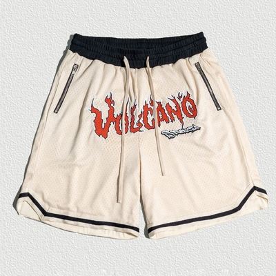 acheter Broderie Vintage Polyester Gym Basketball Shorts à mailles respirantes avec corde à tirer online manufacture