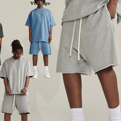 acheter 2024 été Hommes Lavé à l'acide Coureur Gymnastique Vintage Elastique Taille Shorts de chemise online manufacture