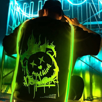 acheter Vêtements de rue pour hommes 2024 Tendance de mode d'été T-shirt réfléchissant surdimensionné Design personnalisé online manufacture