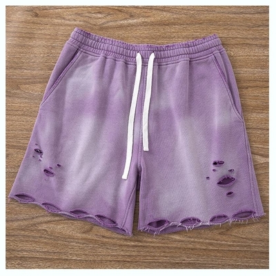 acheter Shorts de cyclisme lavage à l' acide Troublé Trou déchiré Acide Lavé Shorts de sueur Tissu respirant online manufacture