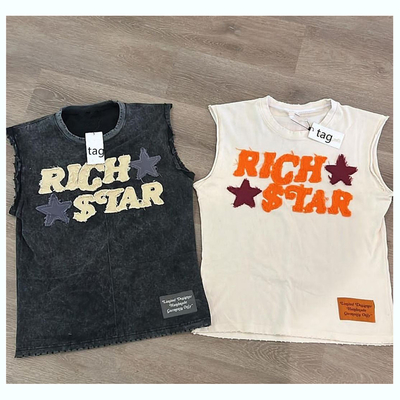 acheter T-shirt sans manches 100% coton-acide pour hommes avec broderie personnalisée online manufacture