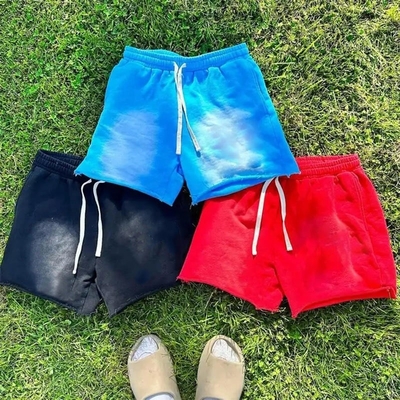 acheter Shorts de longueur poids lourd français Terry personnalisé noir plus taille Shorts de sueur fanés au soleil online manufacture