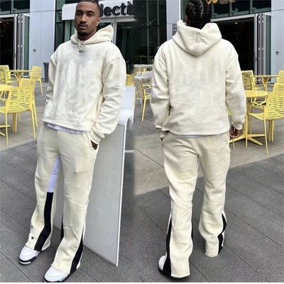 acheter Logo personnalisé Sweatpants coupés et maillot à capuche Costume plus taille Acide Wash Sweatpants élargis online manufacture