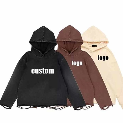 acheter Logo coton personnalisé Vintage acide en détresse Lavé à l'air libre Hoodie à capuche Hommes Streetwear online manufacture