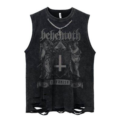 acheter Logo personnalisé Vêtements de rue Coupe de chemise crue Tops de réservoir pour la vie quotidienne occasionnelle Vintage Acid Wash online manufacture