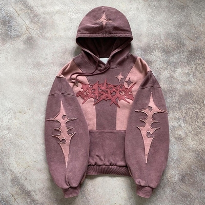 acheter Hommes/Femmes/Unisexe Vintage personnalisé Lavé à l'acide Deux couleurs Bloc de couture Hoodie boxy surdimensionné online manufacture