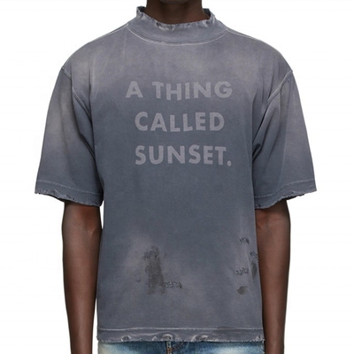 acheter Vintage T-shirts de lavage détection d'aiguille T-shirt surdimensionné pour hommes en détresse online manufacture