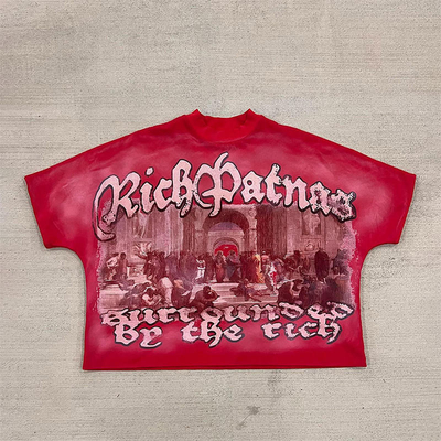 acheter T-shirt de poids lourd pour hommes en motifs personnalisés et en épaule avec imprimé de caractères online manufacture