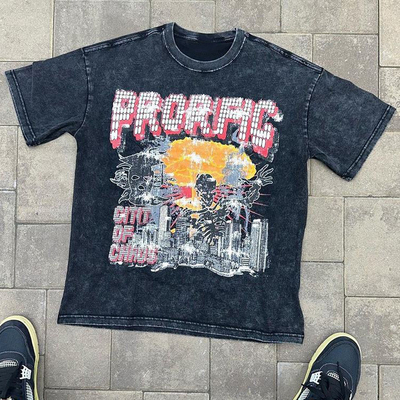 acheter Vêtements de rue unisexe t-shirt noir en surdimensionné lavé Acide Lavé Plain Vintage Poids lourd Pierre online manufacture