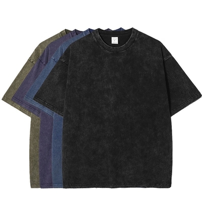 acheter T-shirt vintage pour homme 100% coton lavé à l'acide poids lourd personnalisé pierre blanche lavé online manufacture