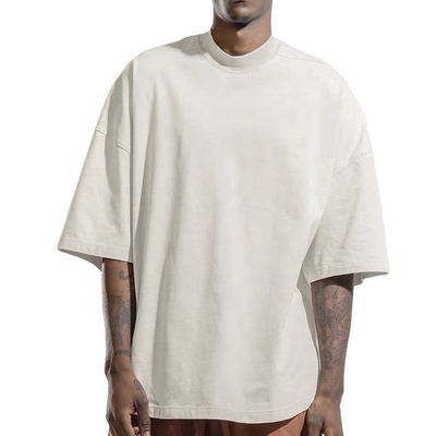 acheter Impression personnalisée 100% coton côte moque cou T-shirt blanc pour hommes Méthode de tissage Tricoté online manufacture