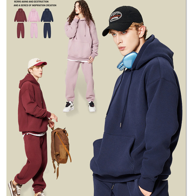 acheter Sweat-shirt à capuche brodé lourd 350gm poids lourd coton français Terry rouleau épais Hoodie homme online manufacture