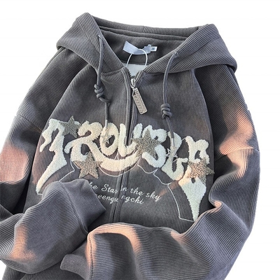 acheter Capuchon unisexe avec broderie de rue et lettres de chenille en S-6XL ou taille personnalisée online manufacture