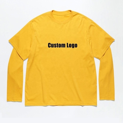 acheter Impression graphique Lave-pierre à l'acide Vintage double couche T-shirt à manches longues pour hommes online manufacture