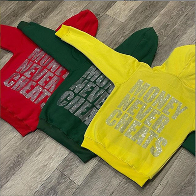 acheter 800 grammes de tissu poids Hoodies personnalisé polyester coton surdimensionné Bling String Hoodie online manufacture