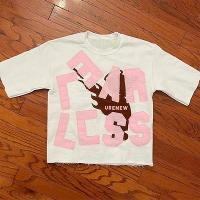 acheter T-shirt de taille supérieure pour hommes T-shirt avec patch de broderie détresse style hip hop lavée à l'acide online manufacture