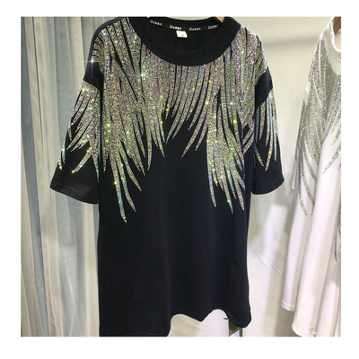 acheter T-shirts personnalisés en strass graphique 300gm coton manches courtes online manufacture