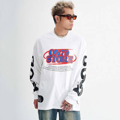 acheter 100% coton T-shirts à manches longues 230gm Poids lourd Lettres graphiques pour hommes online manufacture