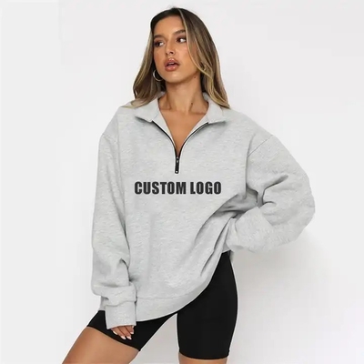 acheter Saison d'hiver Femmes longues manches fermeture à glissière haut Hoodies femmes demi-fermeture à glissière haut Design imprimé online manufacture