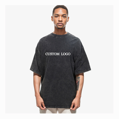 acheter T-shirt personnalisé 260 gsm 100% coton vêtements de rue Hip Hop lavage à l'acide blanc T-shirts vintage online manufacture