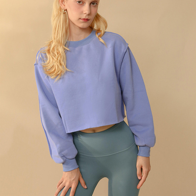 acheter Outdoor Sweat-shirt de taille supérieure à taille réduite pour le cou de l'équipage Hoodie Crop Top Femmes Homme cru online manufacture