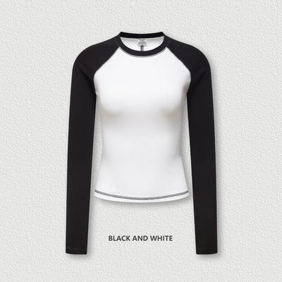 acheter 5xl 4xl 3xl 100 coton T-shirts à manches longues Collier O-Neck Vintage Contraste Raglan Blanc online manufacture