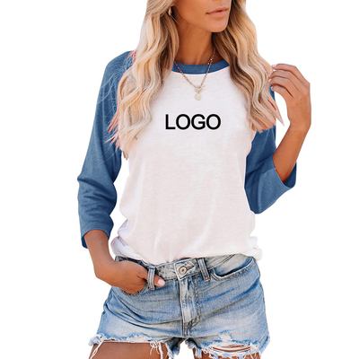 acheter 6xl 4x 3/4 manches veste avec chemise à manches longues Femmes Polyester coton équipe Cou blanc Raglan Baseball Jersey T-Shirt online manufacture
