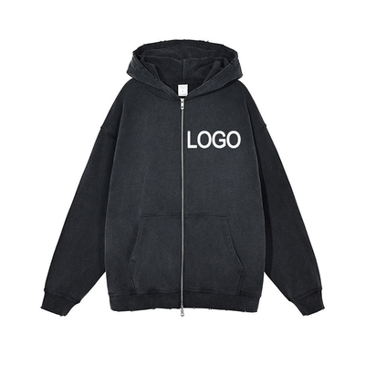 acheter High Neck Zip Up Hoodie Sweatshirt 3D Puff Print Vêtements de rue pour hommes pull-over à manches régulières online manufacture