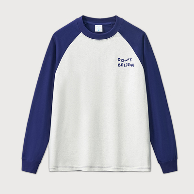 acheter 100% coton surdimensionné à manches longues et lâches, broderie à lettres, contraste, garniture Raglan, chemise à manches pour homme online manufacture
