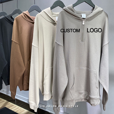 acheter 300g-700g de coton unisexe pour hommes vêtements de rue surdimensionnés imprimés en pouf demi-clôture Hoodies 3xl 4xl 5xl online manufacture
