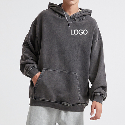acheter Sweat-shirt vintage à capuche déformé en désarroi lavage à l'acide 420gsm poids lourd 100 coton blanc surdimensionné online manufacture