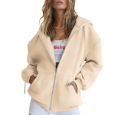 acheter L'automne doit avoir des femmes surdimensionnées sur mesure fermeture à glissière avec capuche Sweatshirts online manufacture