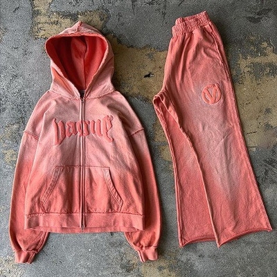 acheter Ensemble personnalisé de 2 pièces Costumes de course pour hommes en design de lavage à l'acide et en imprimés puff online manufacture