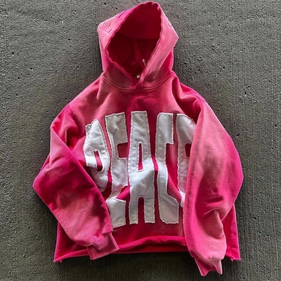 acheter Hommes lavage à l'acide sweat-shirt à capuche surdimensionné patch brodé travail en détresse pull-over à capuche avec capuche pour hommes online manufacture