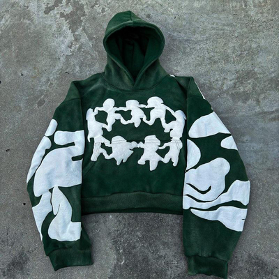 acheter Vêtements de rue français Terry Coupe pull avec capuchon Hommes sur mesure Puff Print Design online manufacture