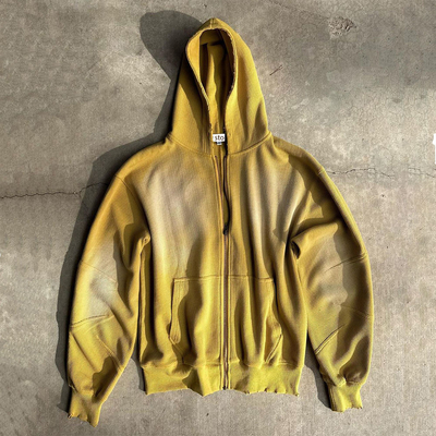 acheter Vintage Sun Fade Acid Wash Waffle Tricot Hoodies pour S-6XL ou vêtements de rue personnalisés online manufacture