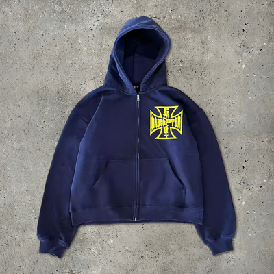 acheter Coupe de coton en terre cuite sur mesure Coupe de coton en terre cuite crus Coupe vintage lavage à l'acide Soleil fané Blanc Fermeture à glissière Up Baggy Hoodie online manufacture