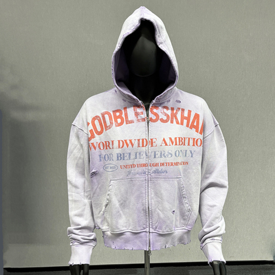 acheter S-6XL Taille personnalisée Hoodie détresse 100% coton français Terry Soleil décoloré Acide Wash online manufacture