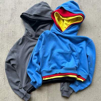 acheter Sweat-shirt à capuche pour homme triplé multi-couleur bloc trois couches pull-over avec capuche online manufacture