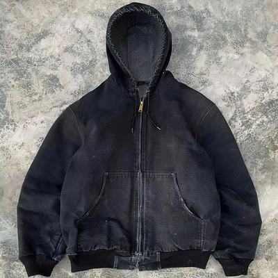 acheter Vêtements personnalisés lavés à l'acide surdimensionnés en désarroi pull pull-string Denimx Fermeture à glissière Jackets à capuche online manufacture