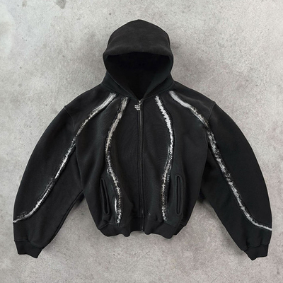 acheter Hoodie à rayures personnalisées 100% coton, fermeture à glissière, poids lourd, boîtier ajusté online manufacture