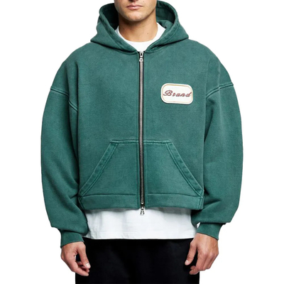 acheter Logo personnalisé, patch, broderie appliquée, poids lourd, 600 gsm, sac à capuche, boîte, lavage à l'acide, double fermeture à glissière, capuchon online manufacture