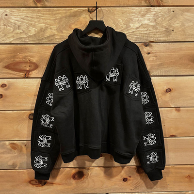 acheter Cadeau sur mesure à poches multiples Fermeture à glissière surdimensionnée Hoodie coupée Hommes Unisexe brodée Impression Hoodies poids lourd online manufacture