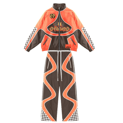 acheter Couleur personnalisée bloquée Sweatsuits Couper et coudre Homme Patchwork Track Nylon Windbreaker Tracksuit online manufacture